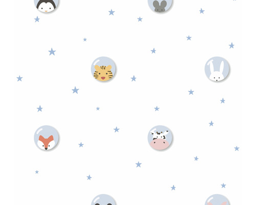 Vliesbehang 38143-3 Little Love Stars & Animals blauw