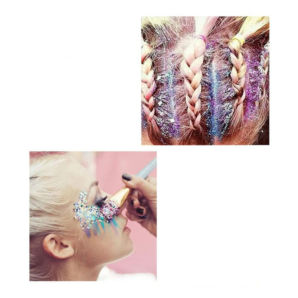 (6er Set) Holographisches Festival Gesichts- und Körper Glitzer Selbstklebende Glitter Gel Lidschatten - Style 5