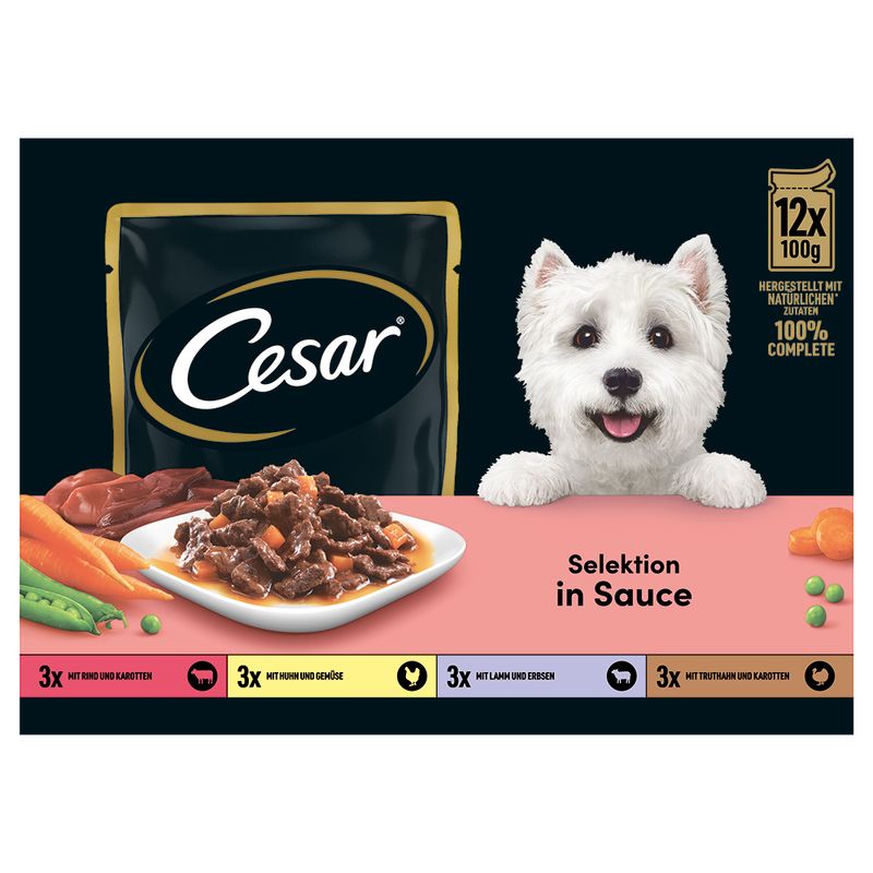 Cesar Sélection en sauce viande et légumes pour chien