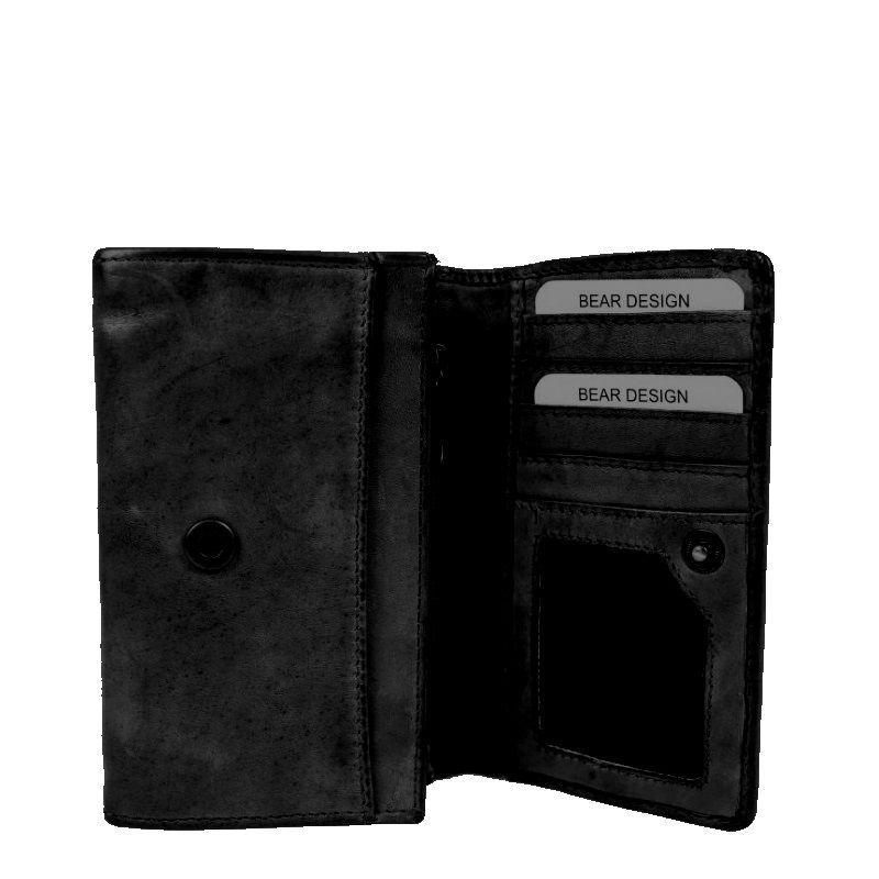 Bear Design Portemonnee Flappie Black