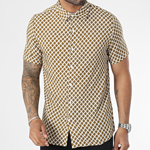 Chemise Manches Courtes Beige Kaki