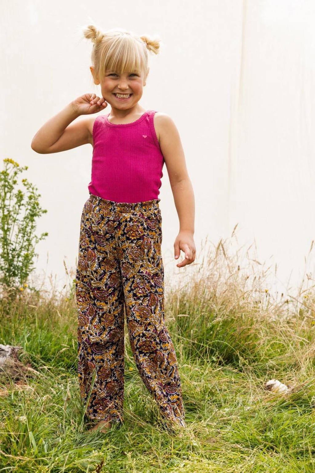 LOOXS loose fit broek met paisleyprint bruin/zand
