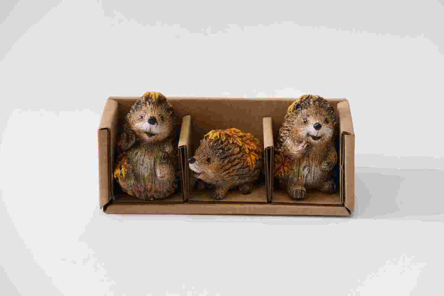 Intratuin tuinbeeld egels bruin 5 x 6 x 7 cm 3 stuks
