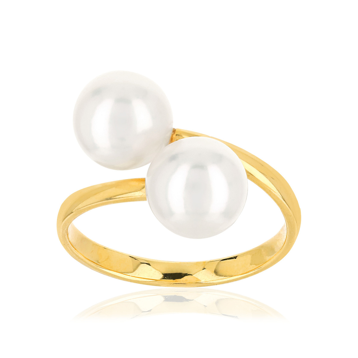 Bague or jaune 375 perles du japon
