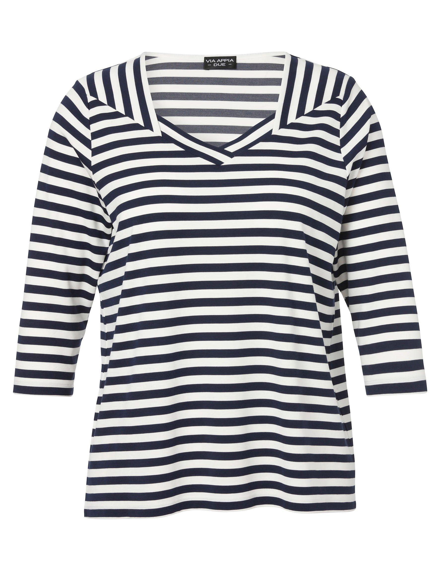 Ringelshirt mit Karree-Ausschnitt und 3/4-Arm