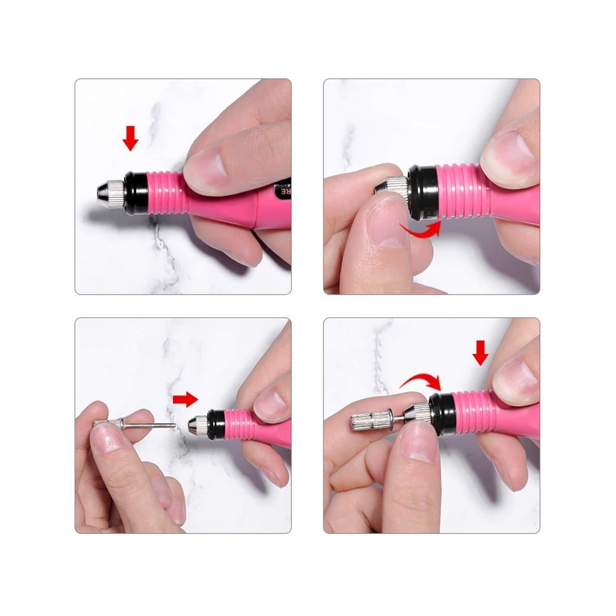 Elektrisk neglefil med 6 bits Hvit