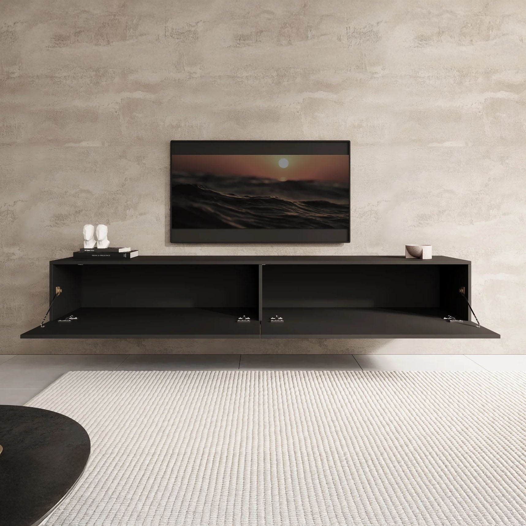Palm - TV-Meubel - Mat zwart - 200x40x30 cm