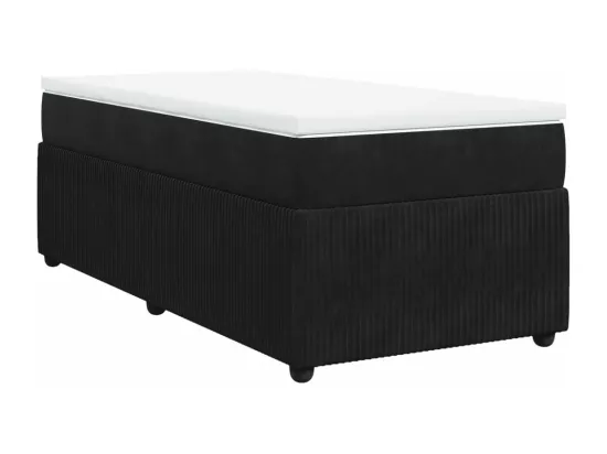 Sommier à lattes de lit avec matelas Noir 90x190 cm Velours