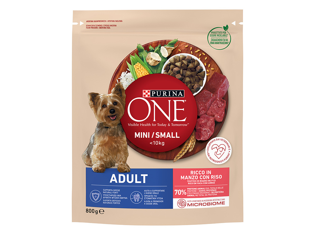 RAÇÃO PARA CÃO PURINA ONE MINI ADULTO COM VACA 800G