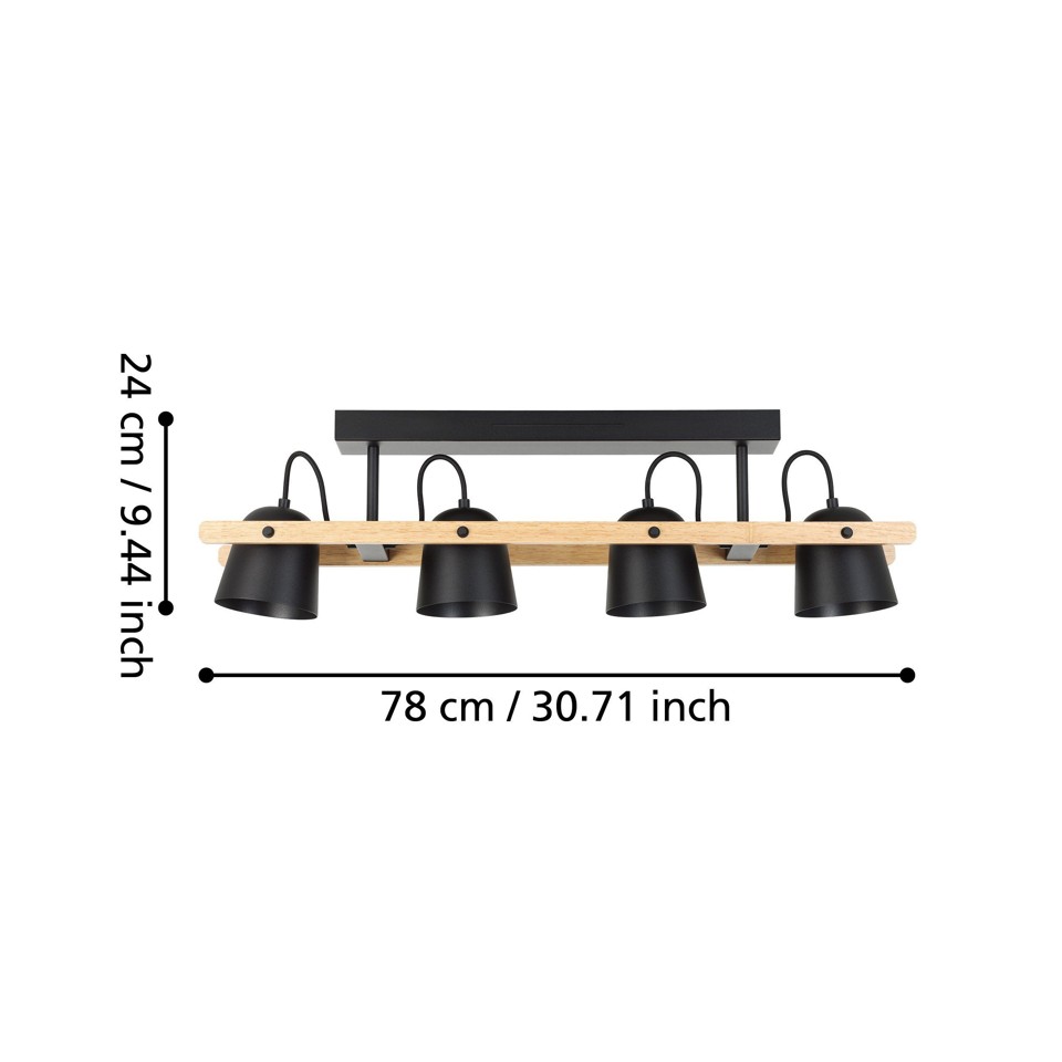 EGLO - Hornwood-Z loftlampe natur og sort L78 - RGB + TW - Zigbee, Bluetooth