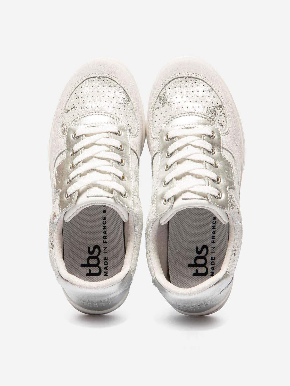 Baskets Femme Fabriquées en France Dessus Cuir Gris