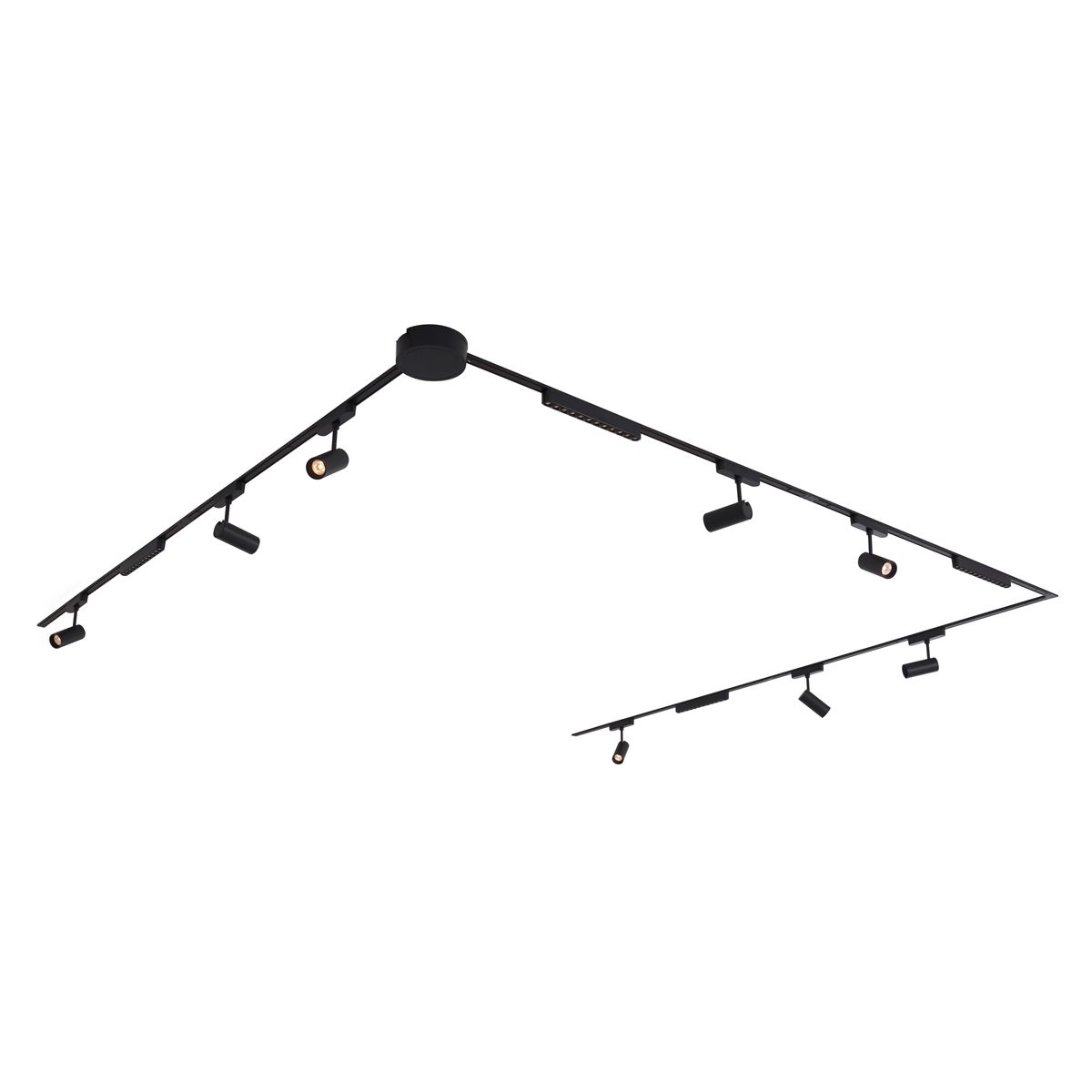 Railsysteem met 8 spots en 4 plafondlampen zwart 1-fase - Magnetic Gert Puntua