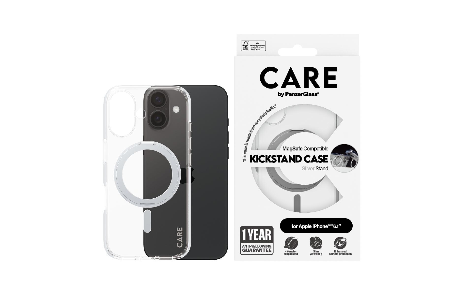 Back Cover Feature Kickstand iPhone 16 SilberSchutzhülle für das Apple iPhone 16