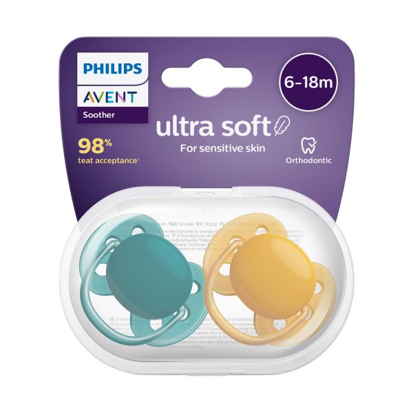 Avent Ultra Soft Fopspeen 6-18 Mnd 2 Stuks