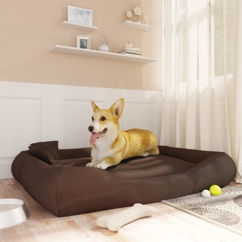 Cama retangular acolchoada marrom para animais de estimação Vidaxl