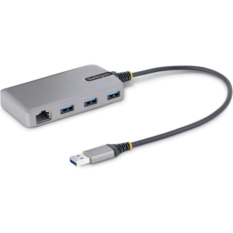 StarTech.com Hub USB 3 Ports - 3x Ports USB-A - Gigabit Ethernet (RJ45) - Mini Hub USB, USB 3.0 5Gbps - Alimentation par Bus - Hub USB pour PC Portable avec Câble de 30 cm - Adaptateur LAN USB - Répartiteur USB