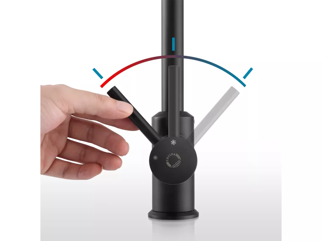 Cecipa max Mitigeur de Cuisine, Robinetterie Noir en Acier Inox, Robinet de Cuisine Monocommande, Rotatif à 360 °,EU Modèle