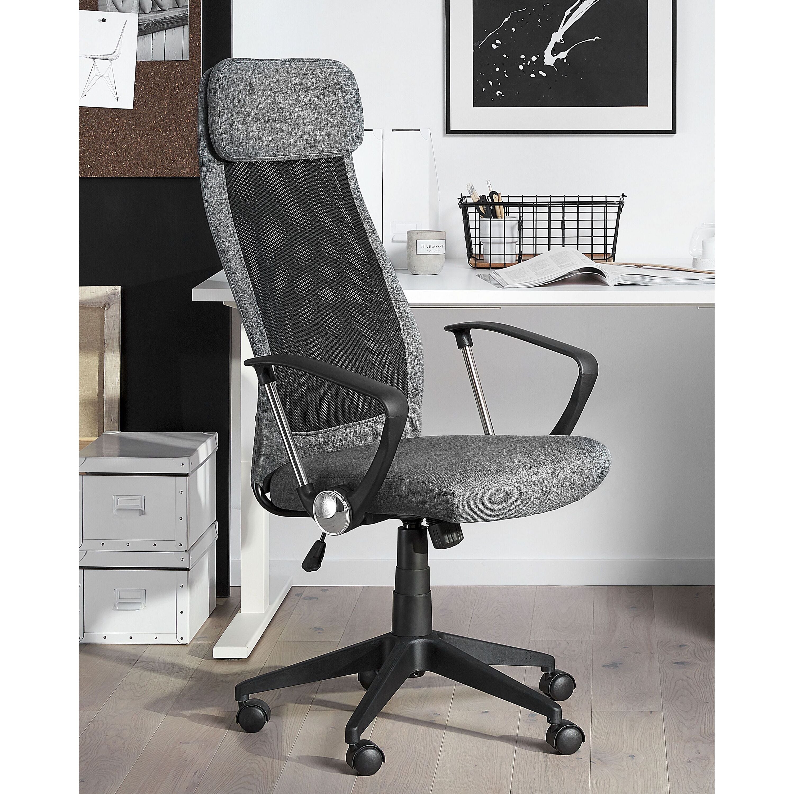 Beliani - PIONEER - Bureaustoel - Donkergrijs - Polyester