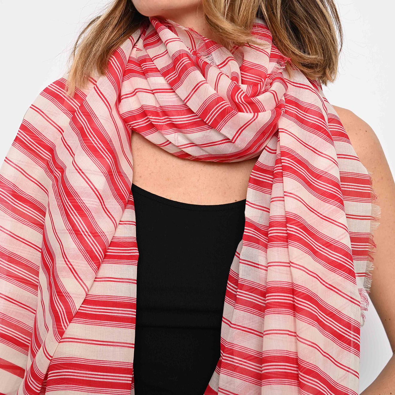 Dior Etole en Coton rayée blanc/rouge - Neuf avec étiquette - 180x140 cm