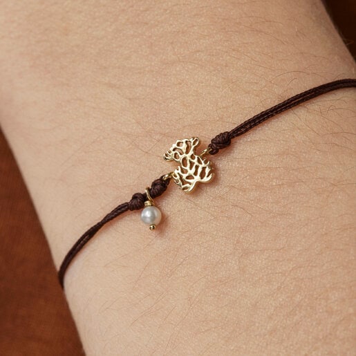 Pulseira de ouro, pérola e cordão do oceano