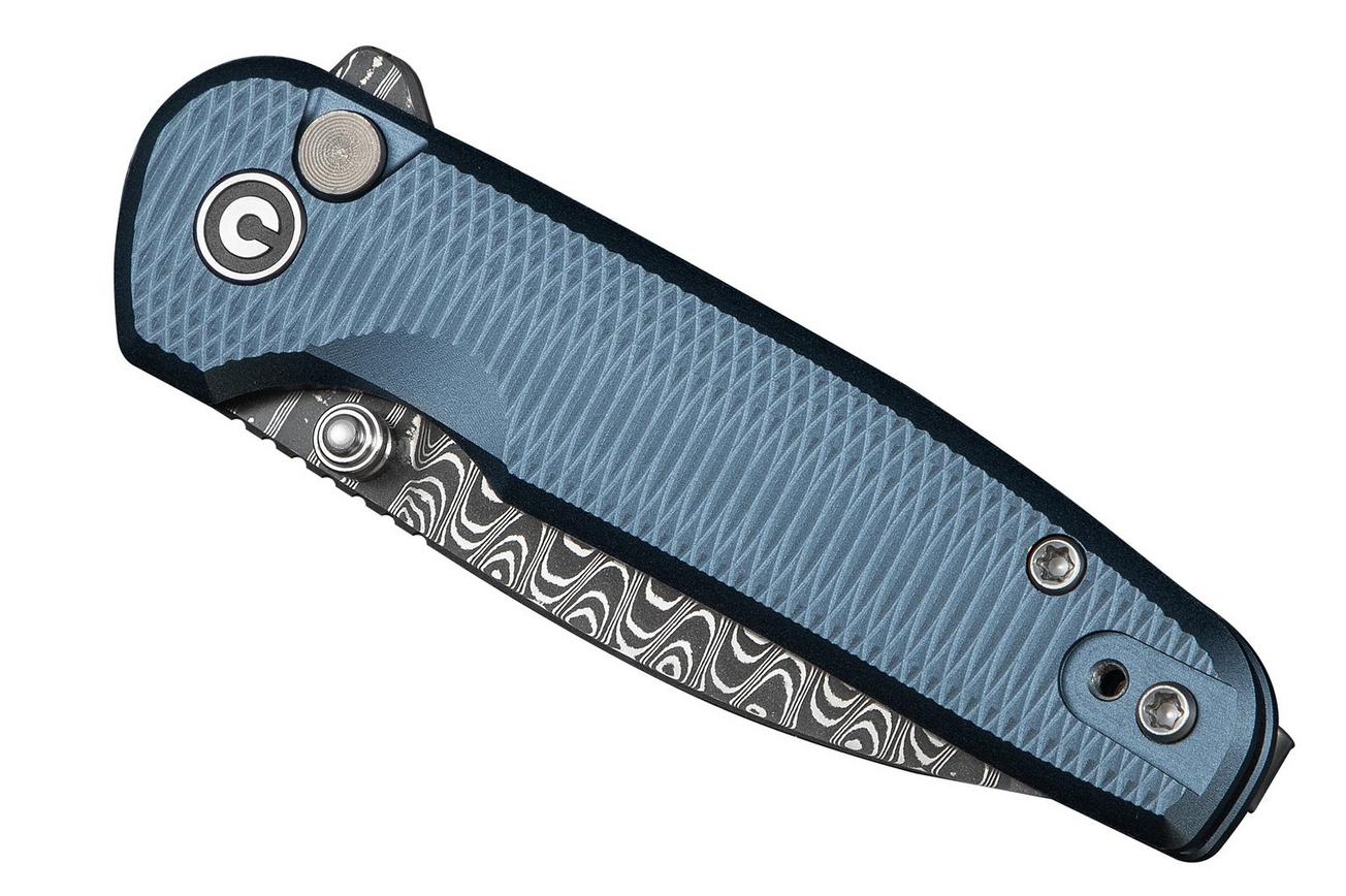 Civivi Mini Shakan C20052F-DS1, Damascus, Blue Aluminium, zakmes