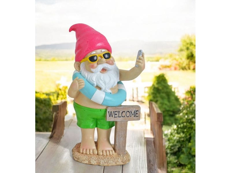 Dameco Dekofigur Gartenzwerg Beach Welcome Gartendekoration