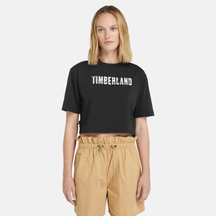 T-shirt court pour femme en noir