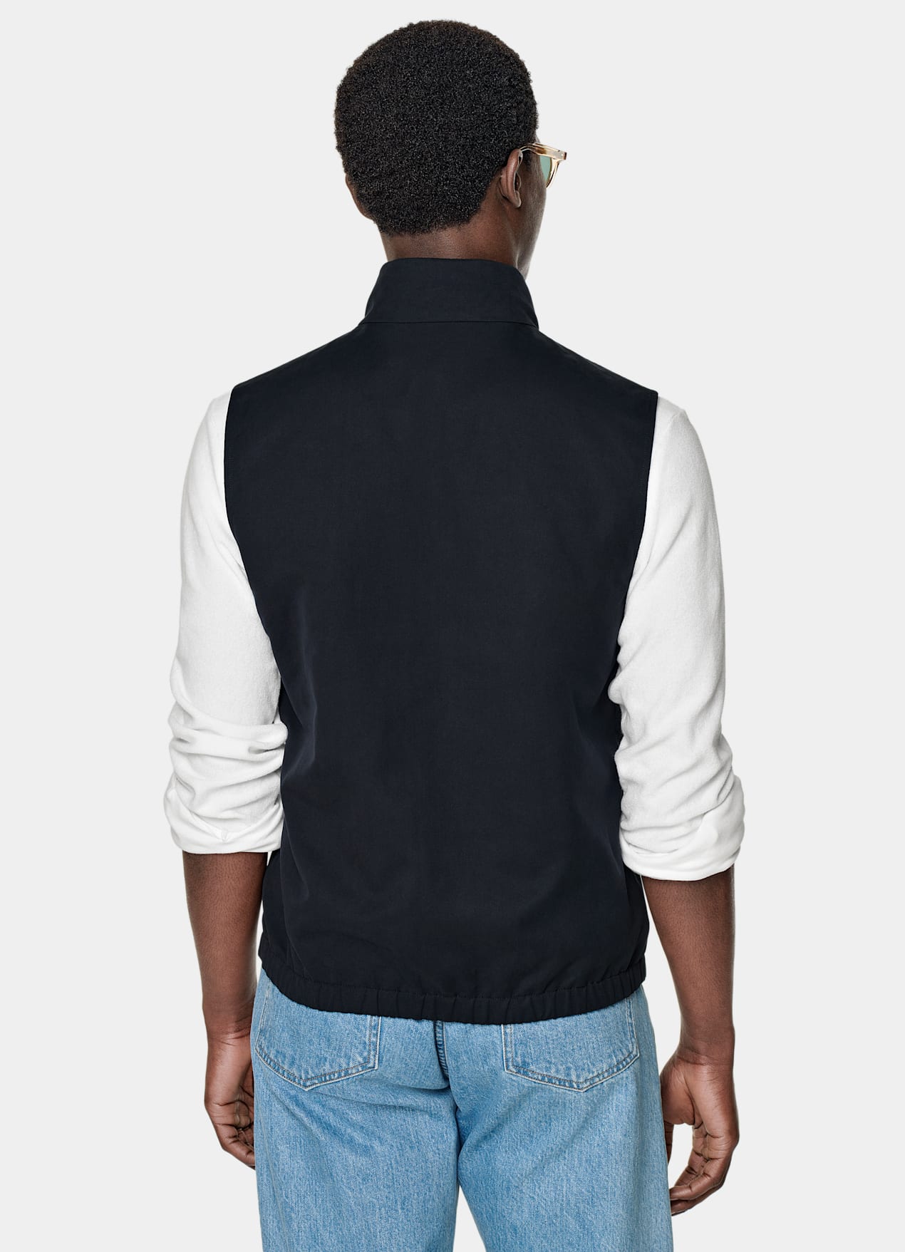 Veste sans manches réversible bleu marine et bleu clair