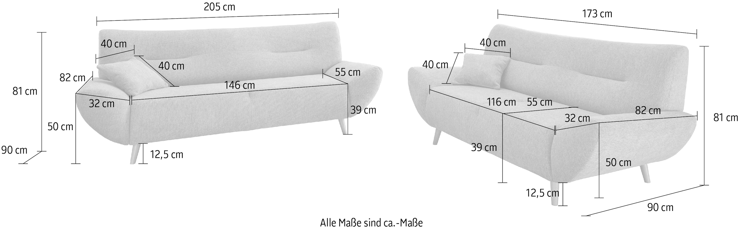 INOSIGN Polstergarnitur »Drago, modern und zeitlos, aktuelle Formensprache, komfortabel« Set, 3-Sitzer und 2-Sitzer, 2 Stk. tlg. als Sessel/Polsterecke erhältlich, versch. Stoffe, inkl. 2 Zierkissen