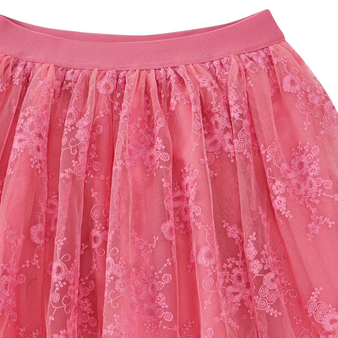 Yigga Mädchen Tüllrock mit floraler Stickerei pink
