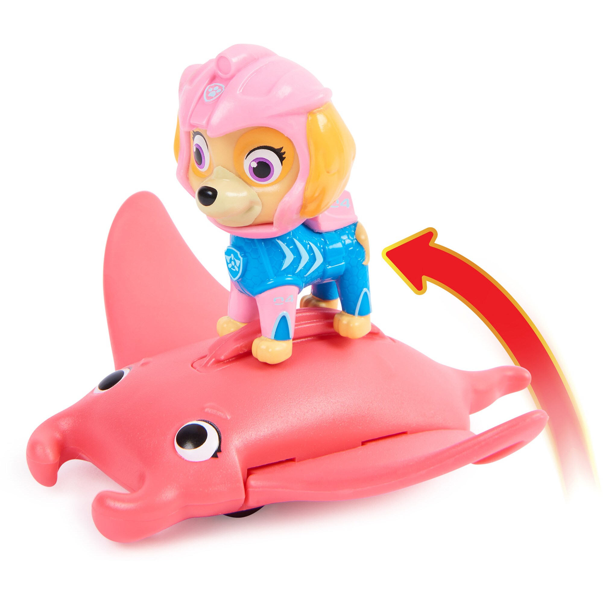 Spin Master Spielfigur Paw Patrol Aqua Pups - Hero Pups-Set mit Skye-Welpenfigur und Rochen-Figur