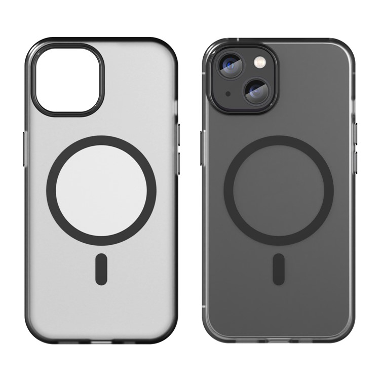 iPhone 13 MagSafe Hybrid Hülle TPU Bumper Slim Design Matt - Schwarz / Transparent