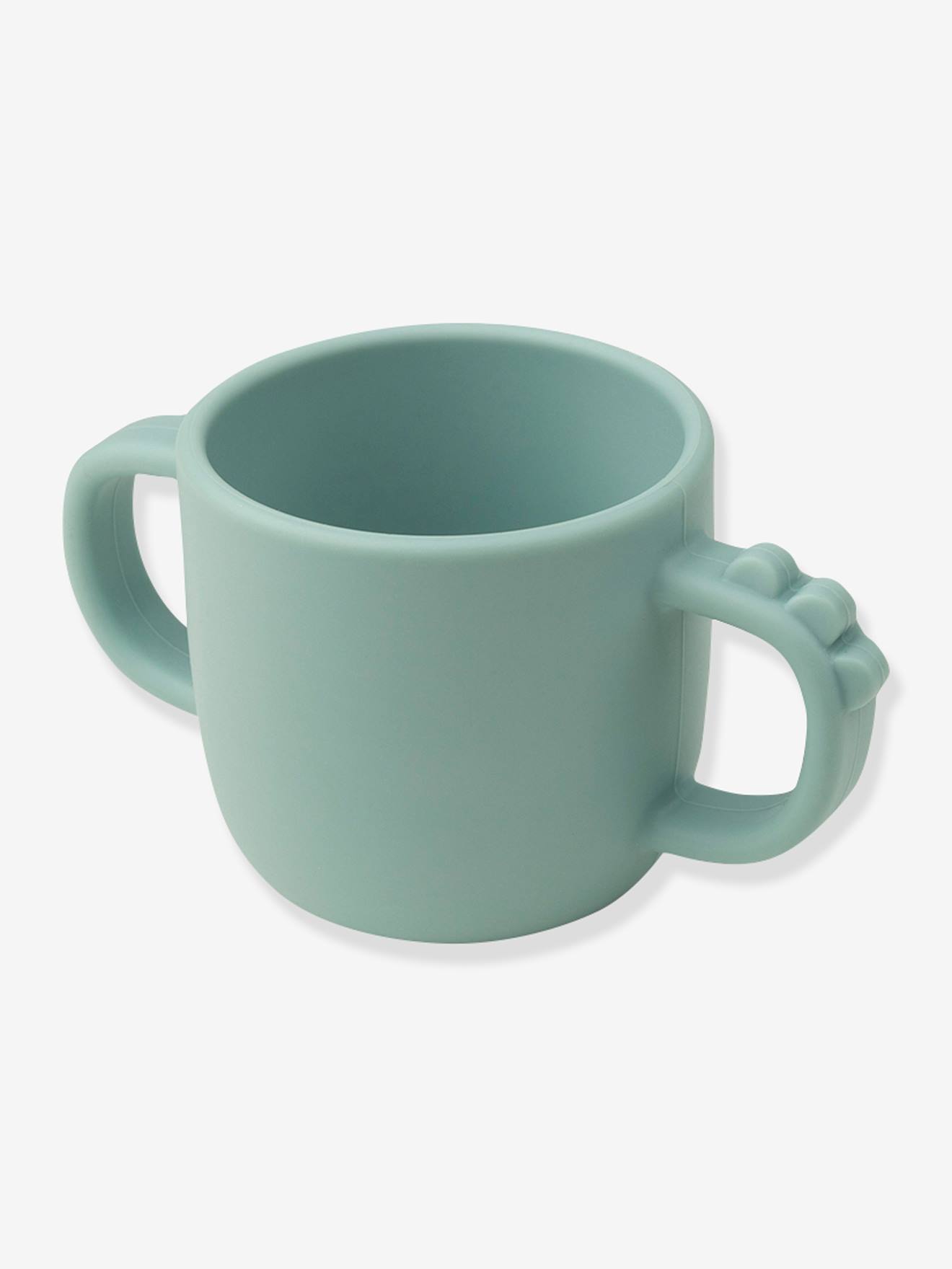 Caneca de silicone DONE BY DEER Peekaboo Crocodile com 2 alças, azul claro liso