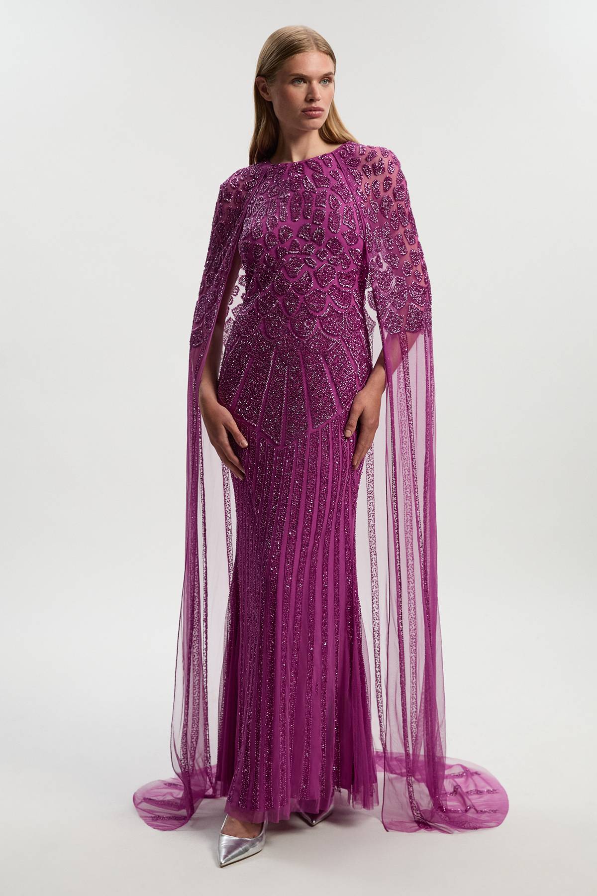 KarenMillen Robe Maxi Premium à cape embellie