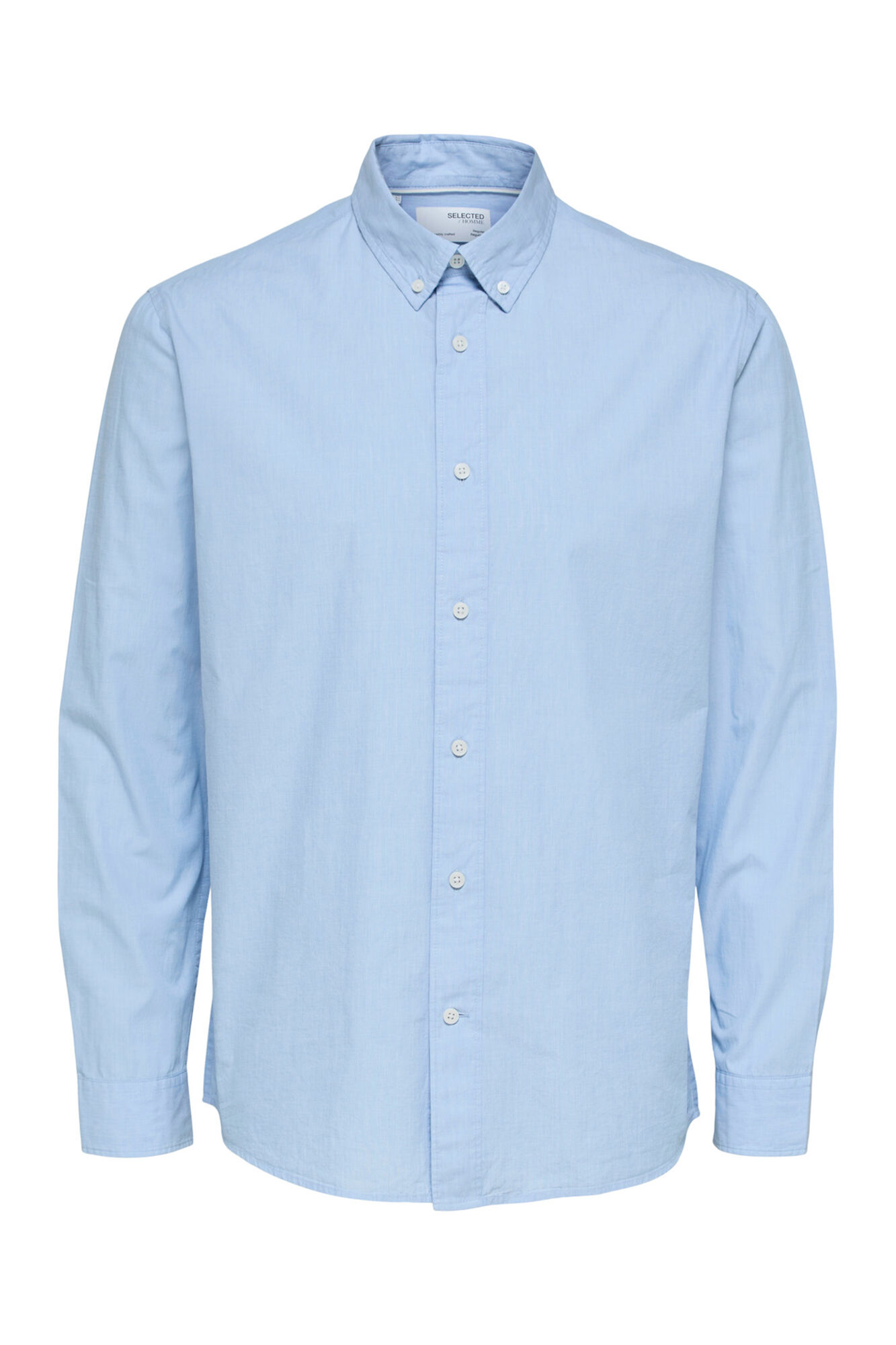 Camisa de algodão orgânico de manga comprida e corte regular. - Olá