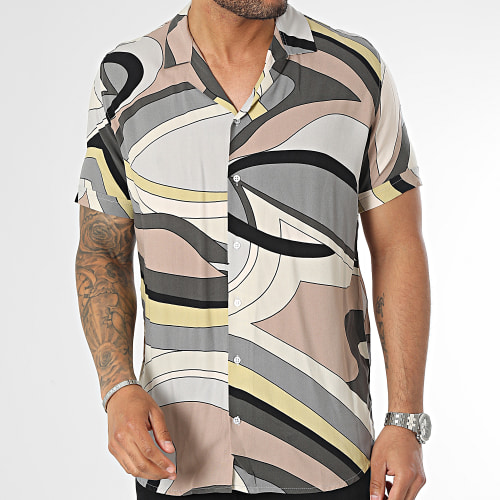 Chemise Manches Courtes Gris Beige