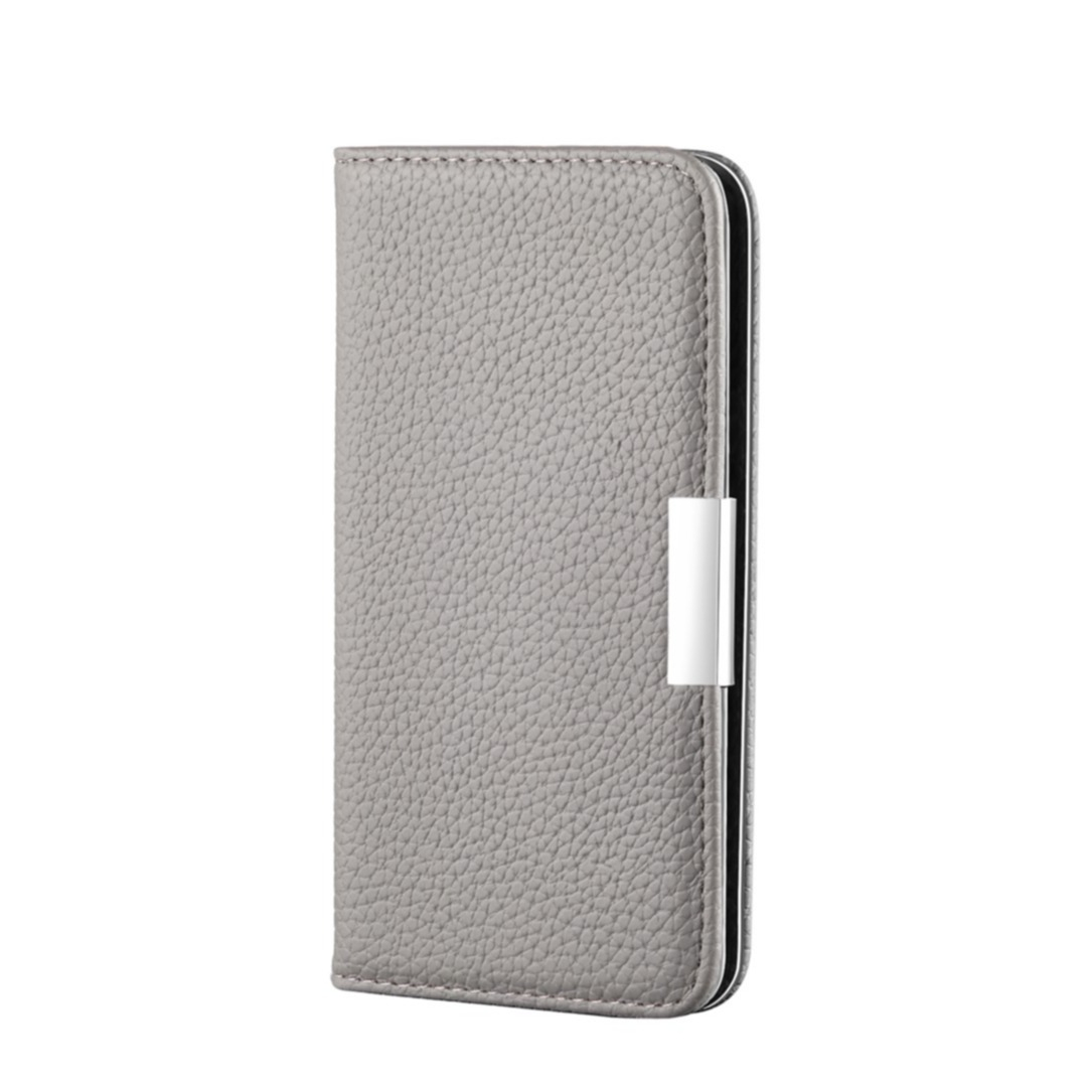 Samsung Galaxy S21 FE 5G Leder Tasche Flip Cover Litchi Look - Grau