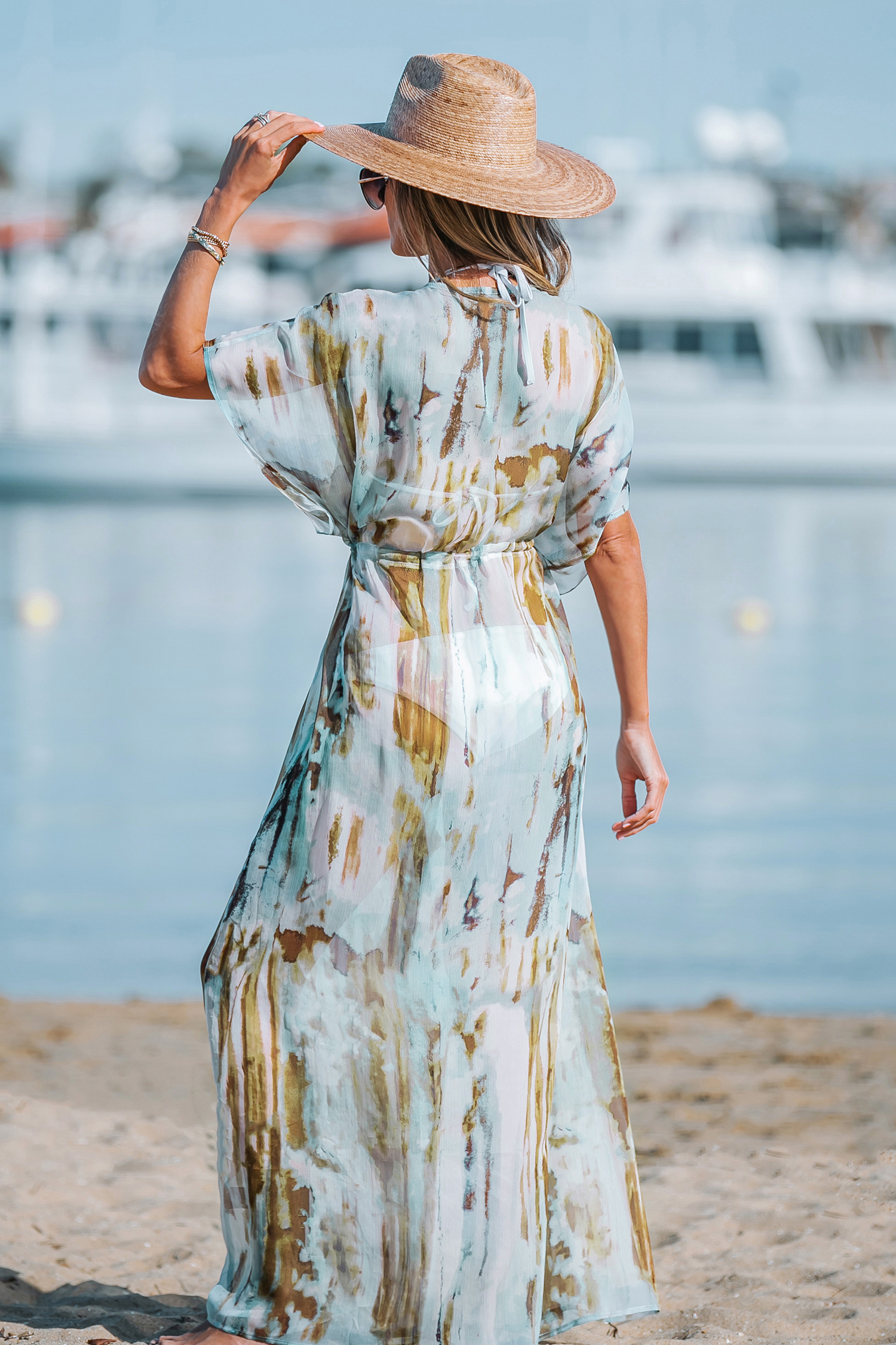 Robe cover up à cordon de serrage ombrée