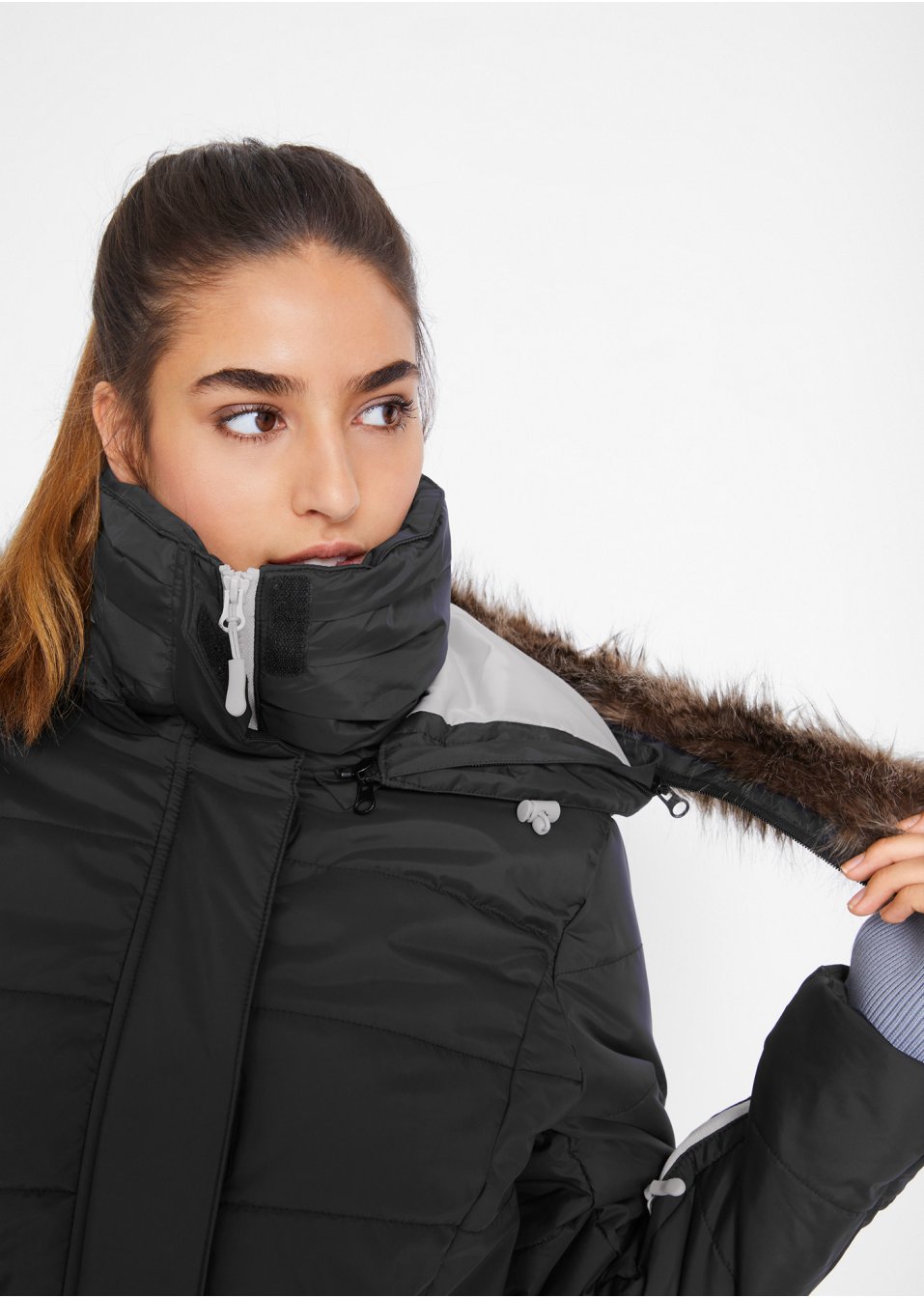 Veste longue fonctionnelle style 2-en-1, matelassée et imperméable