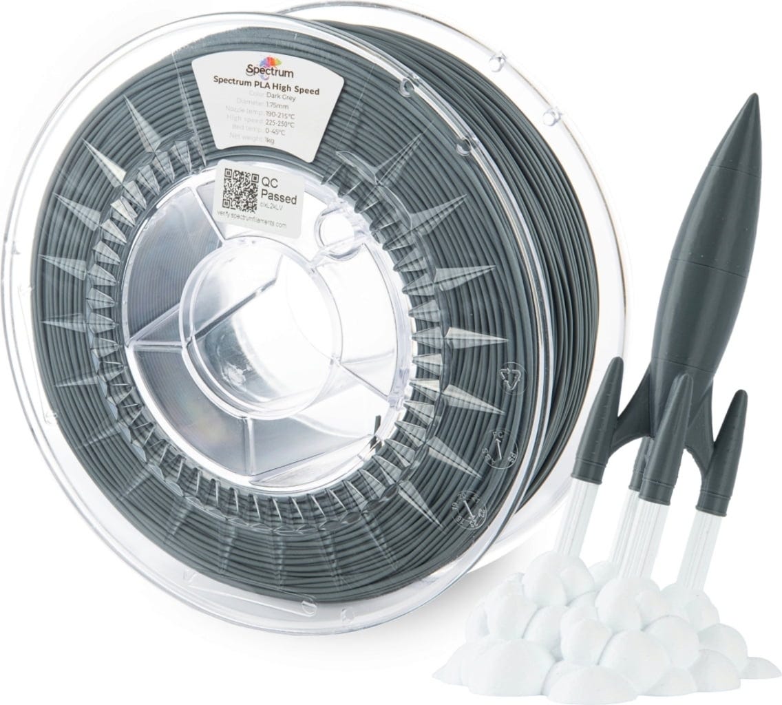 Spectrum  Premium PLA High Speed Dark Grey, 1,75 mm / 1000 g    PLA Material speziell für den Hochgeschwindigkeitsdruck