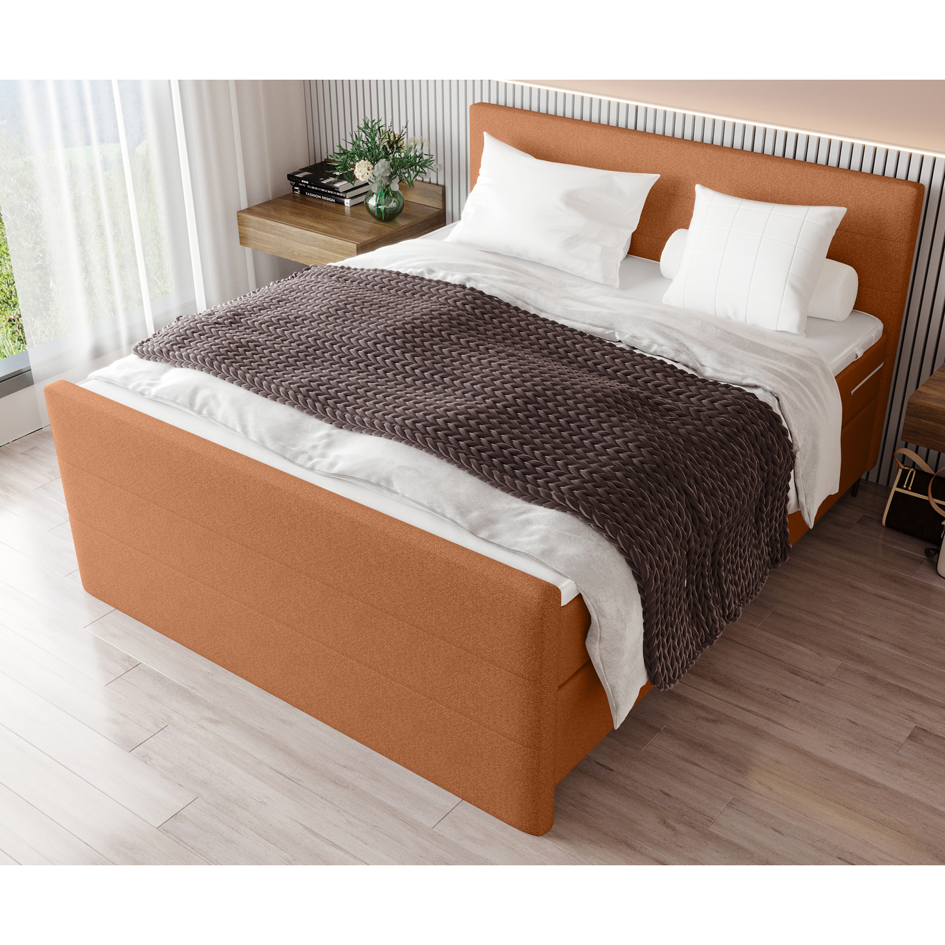 Boxspringbett - rost - inklusive Topper - 180x200 cm