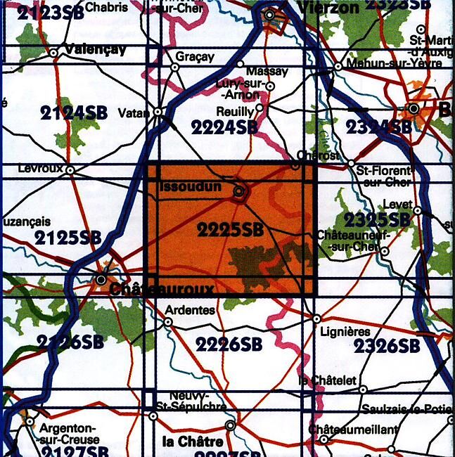 IGN - 2225 SB ISSOUDUN NEUVY PAILLOUX 1 25 000
