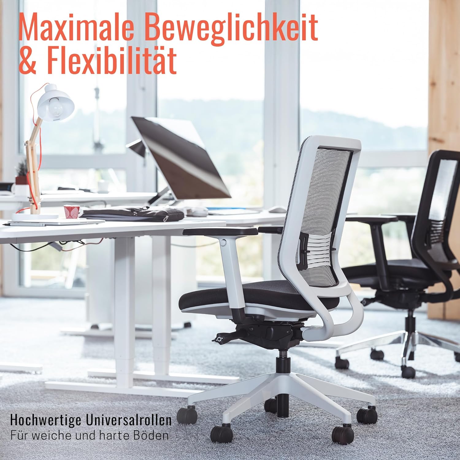 Yaasa Chair Classic Bürostuhl Ergonomisch Weiß – Verstellbarer Schreibtischstuhl mit Lordosenstütze & 3D-Armlehnen – Drehstuhl für gesundes Sitzen im Home Office & Büro – Zertifizierte Qualität, 130kg