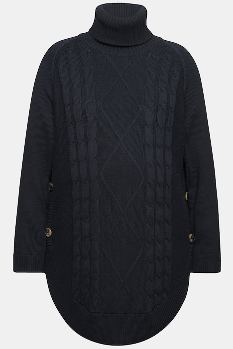 Bellieva-Pullover, Zopfmuster, Rollkragen, Langarm