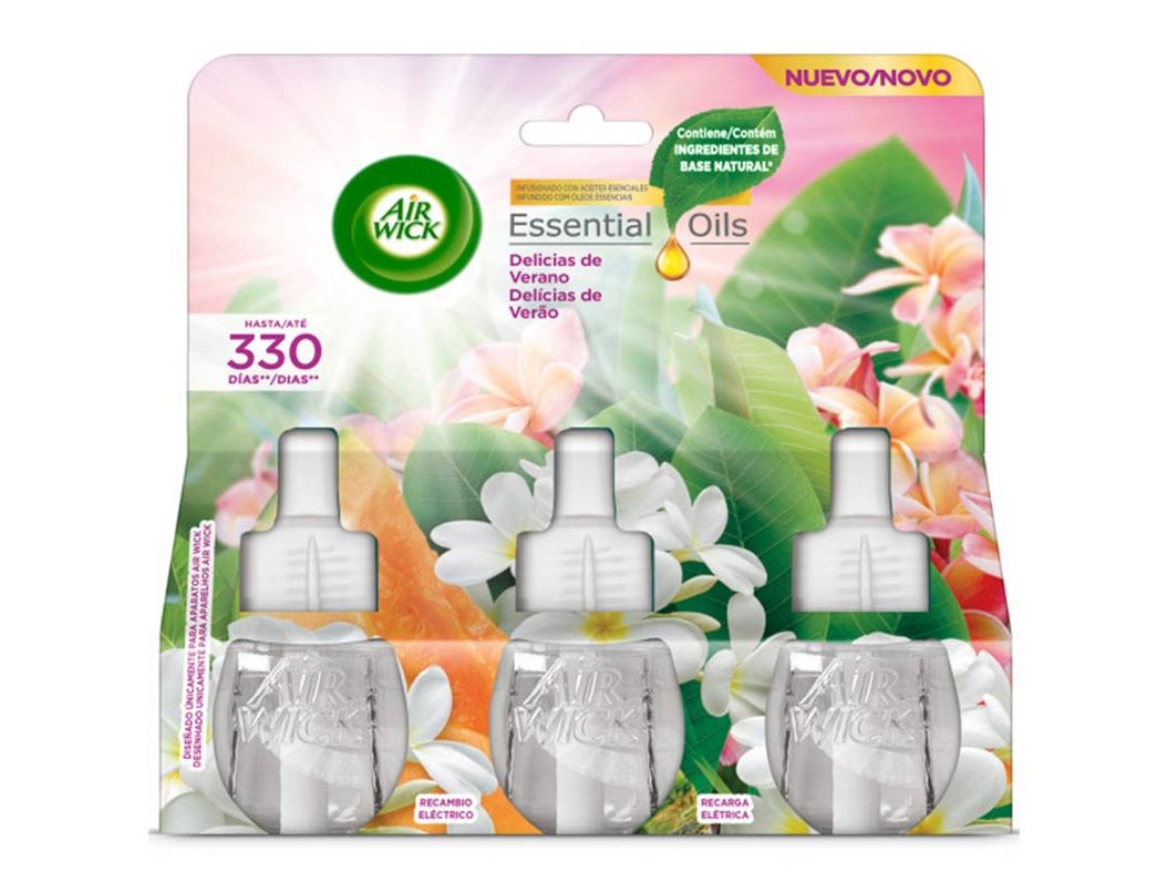 AMBIENTADOR ELÉTRICO AIR WICK RECARGA TRIPLA DELÍCIAS DE VERÃO 3X19ML