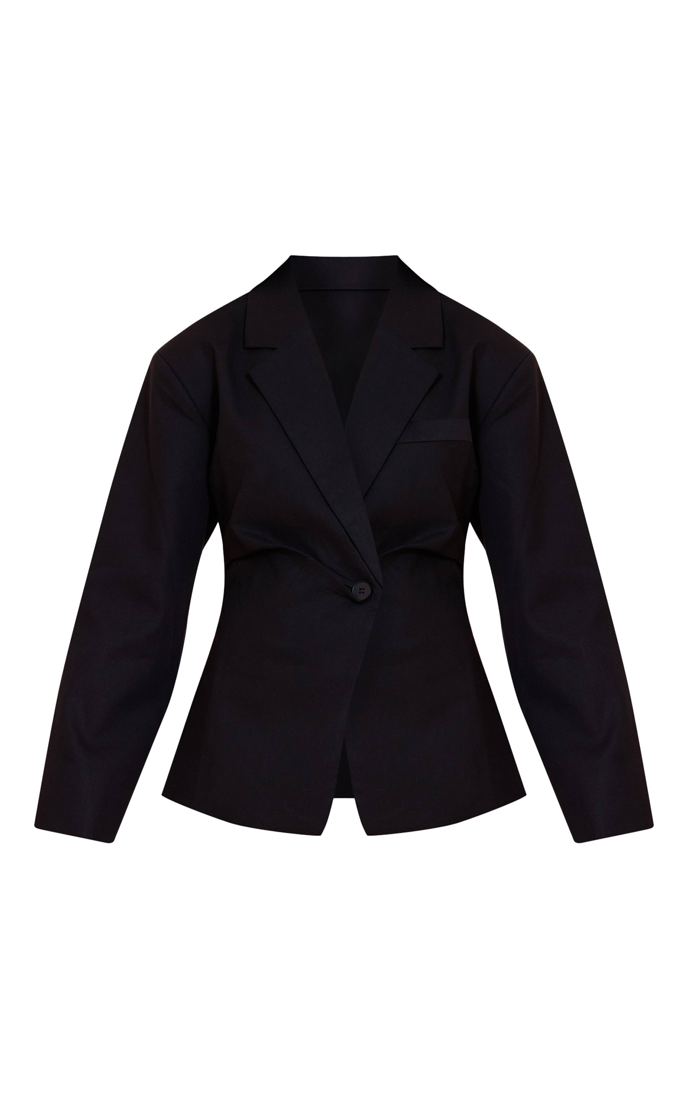 Noir Blazer Petite Tissé À Taille Cintrée