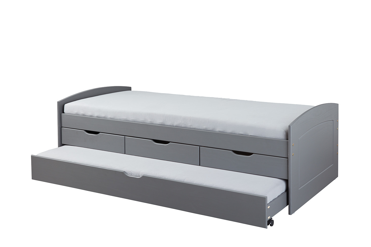 Funktionsbett RIEKA - grau - Kiefer Massivholz