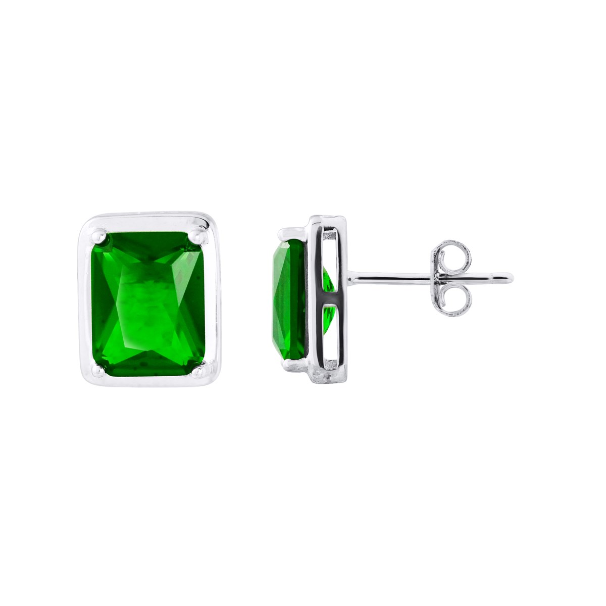 Boucles d'Oreilles RECTANGLE - Cristal - Argent 925