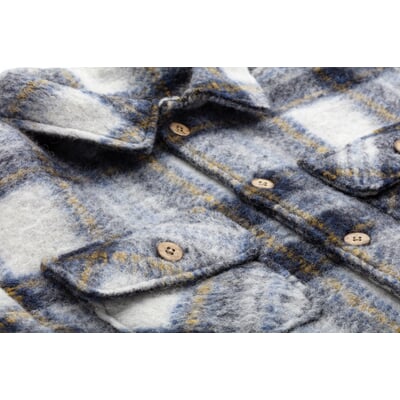 Kinder-Hemdjacke Wollwalk kariert, Blau-Weiß