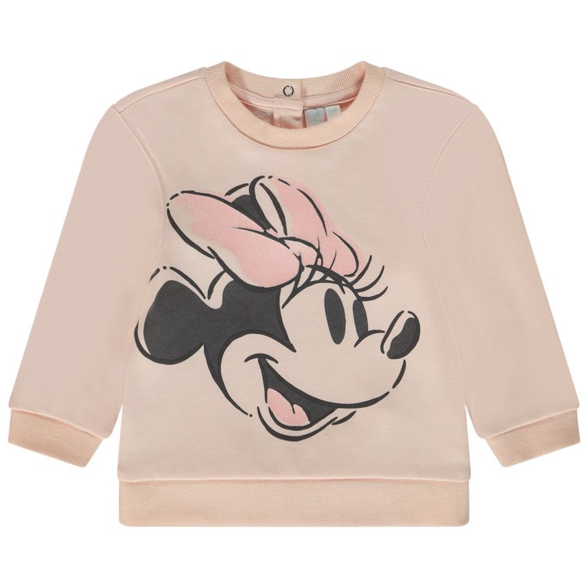 Sweat en molleton print Minnie Disney pour bébé fille - Rose